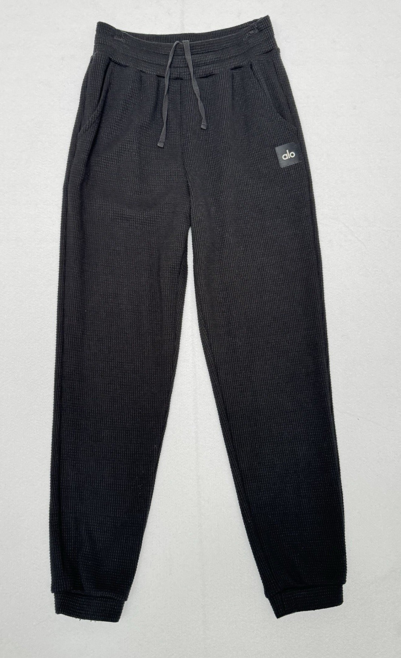 ALO YOGA Muse Rib-Knit Sweatpants Joggers Black Women's Size Small